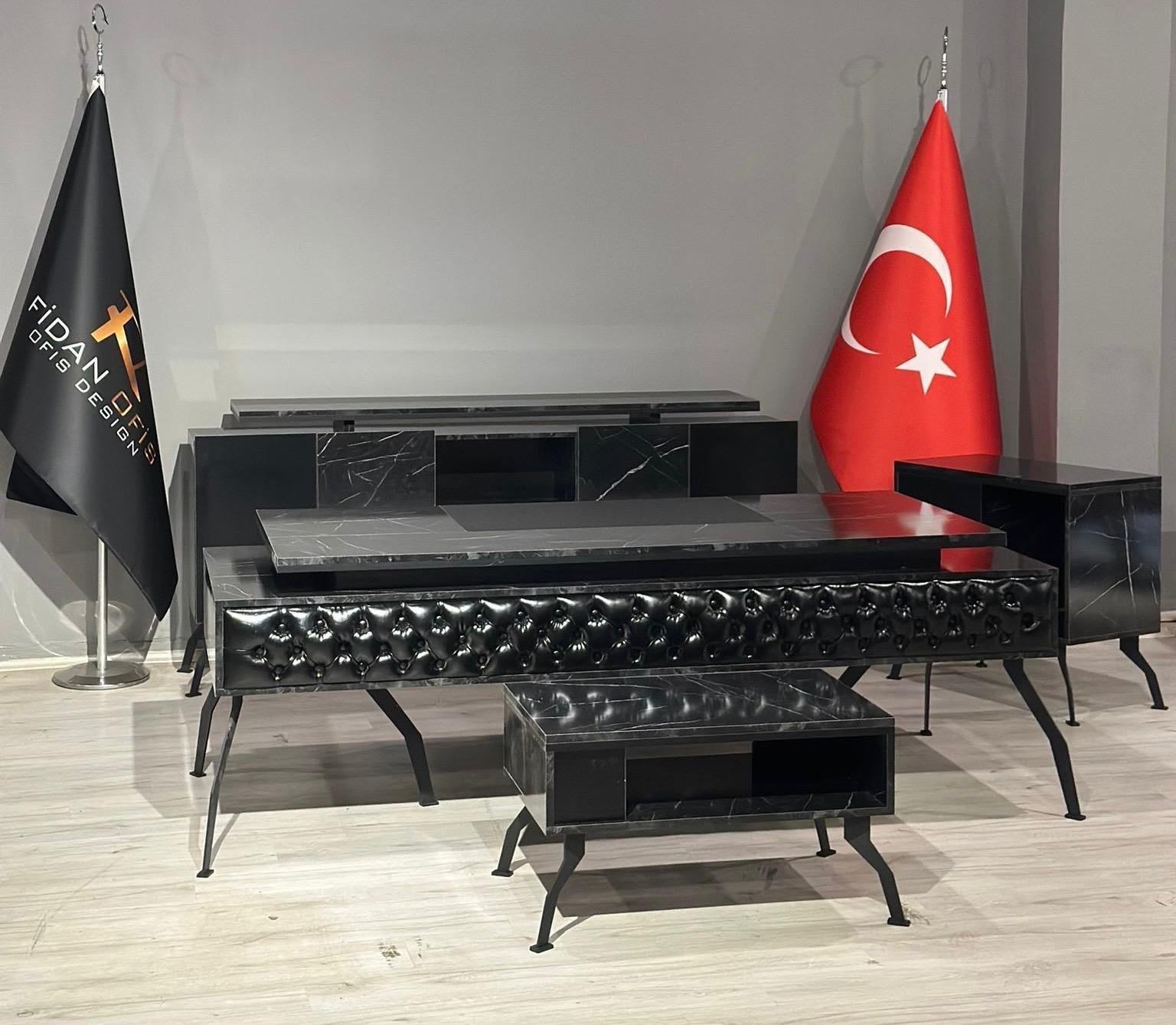 Black Onyx Mermer ve Kapitone Makam Takımı